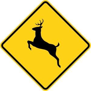 Deer Crossing Road Sign Highway Travel Animal Crossing Safety